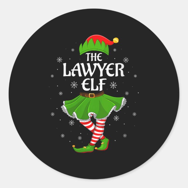 Womens Lawyer Elf Christmas Family Girls Women Elf Runder Aufkleber (Vorderseite)
