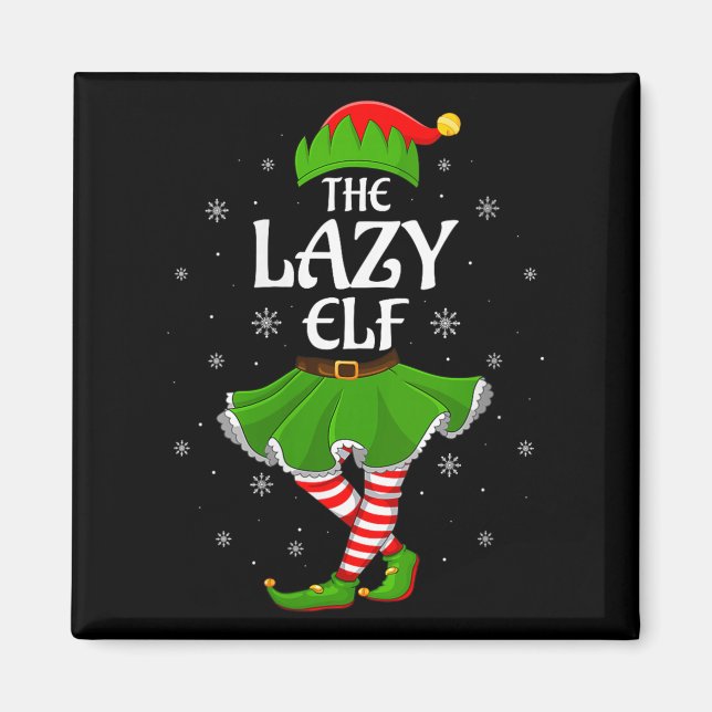 Womens Lazy Elf Christmas Family Girls Women Elf S Magnet (Vorne)