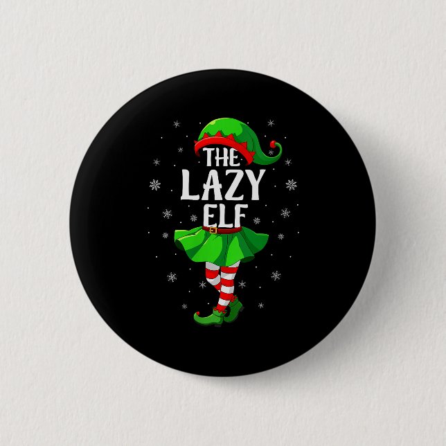 Womens Lazy Elf Christmas Girls Women Elf Squad Xm Button (Vorderseite)