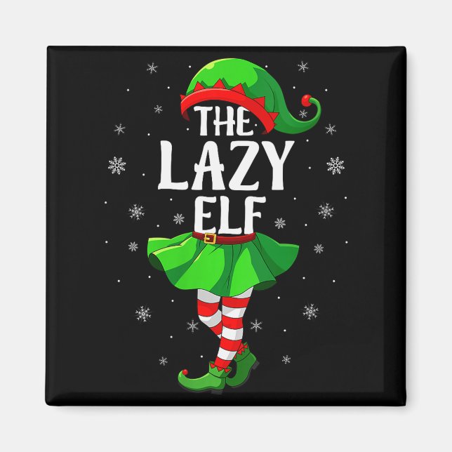 Womens Lazy Elf Christmas Girls Women Elf Squad Xm Magnet (Vorne)