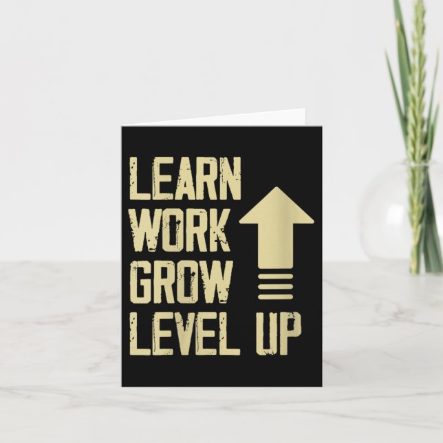 Womens Learn Work Grow Level Up Growth Success Vin Karte (Vorderseite)
