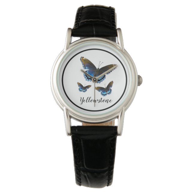 Womens Leather Watch-Yellowstone Butterflies Armbanduhr (Vorderseite)