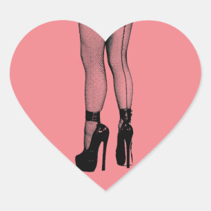 Womens Legs Fishnet Strumpfs Fashion Ink Zeichnend Herz-Aufkleber