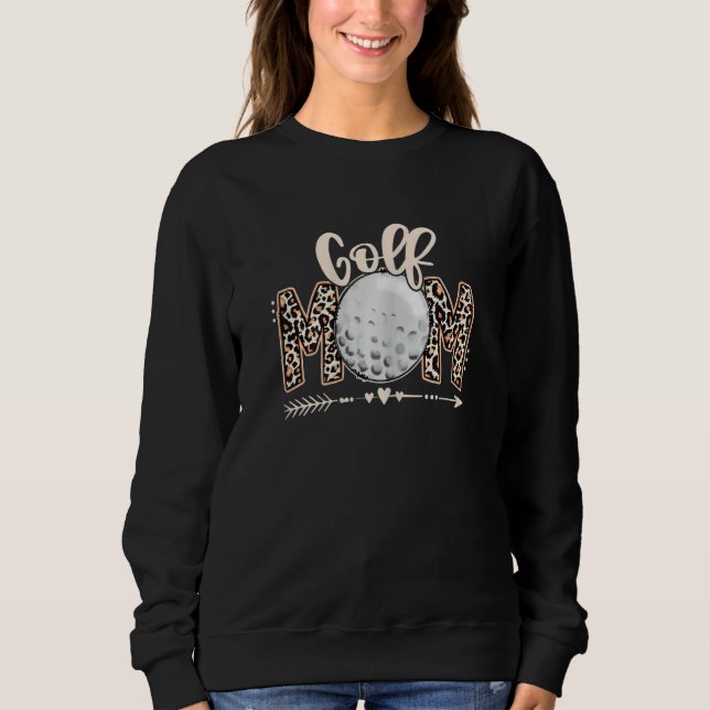 Womens Leopard Baseball Mom Messy Bun Golf Mom Mot Sweatshirt (Vorderseite)