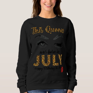 Womens Leopard Diese Königin Geboren im Juli Sweatshirt