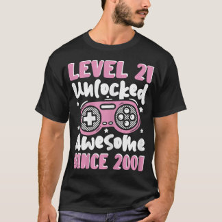 Womens Level 21 Unlocked Awesome 2001 21th Birthda T-Shirt