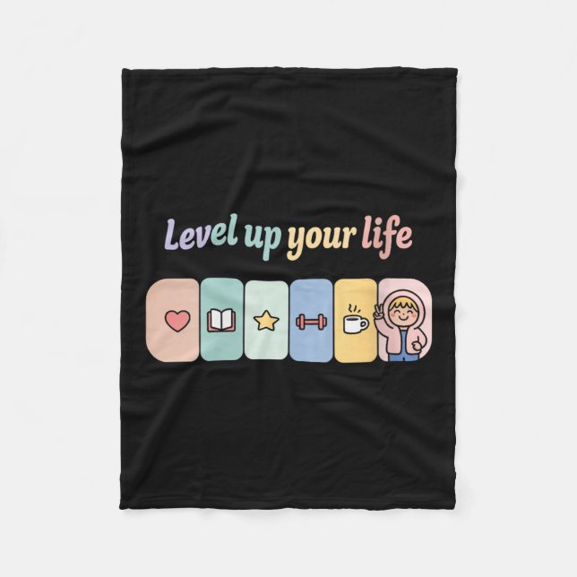 Womens Level Up Your Life Progress Bar Gamer Motiv Fleecedecke (Vorderseite)
