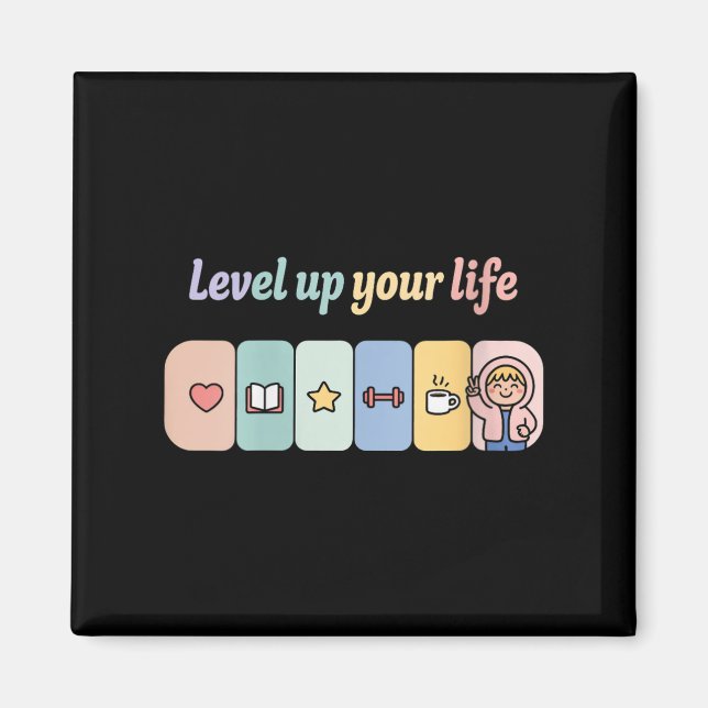 Womens Level Up Your Life Progress Bar Gamer Motiv Magnet (Vorne)