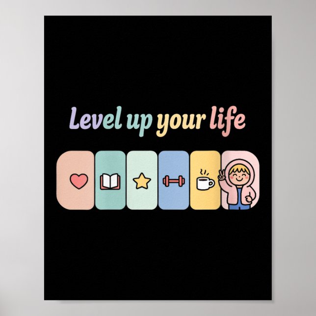 Womens Level Up Your Life Progress Bar Gamer Motiv Poster (Vorne)