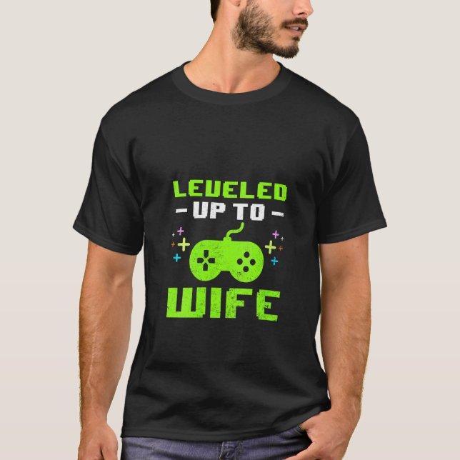 Womens Leveled Up To Wife New Bride Gaming Gamer M T-Shirt (Vorderseite)
