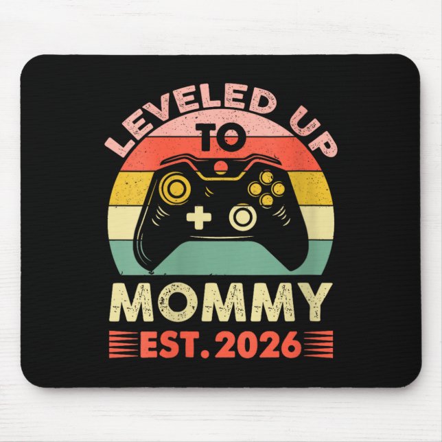 Womens Leveling Up To Mommy 2026 First Time Mom 20 Mousepad (Vorne)