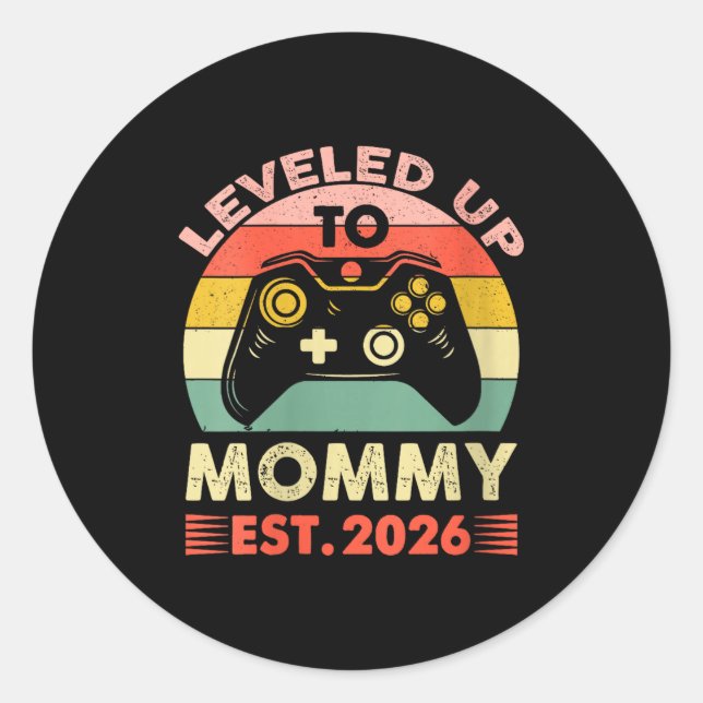 Womens Leveling Up To Mommy 2026 First Time Mom 20 Runder Aufkleber (Vorderseite)