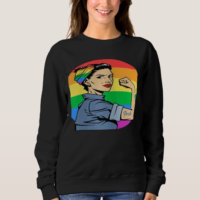 Womens LGBT Gay Lesbian Pride Feminist Rainbow Fla Sweatshirt (Vorderseite)