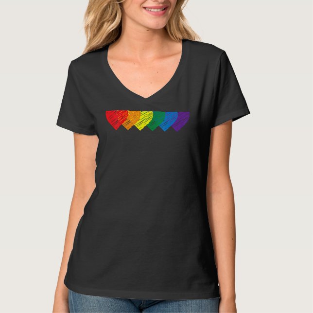 Womens Lgbt Rainbow Heart Lgbtqia Gay T-Shirt (Vorderseite)