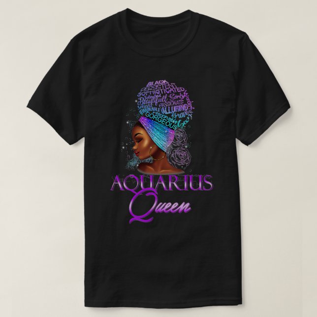Womens Lila Aquarius Queen African American Janu T-Shirt (Design vorne)