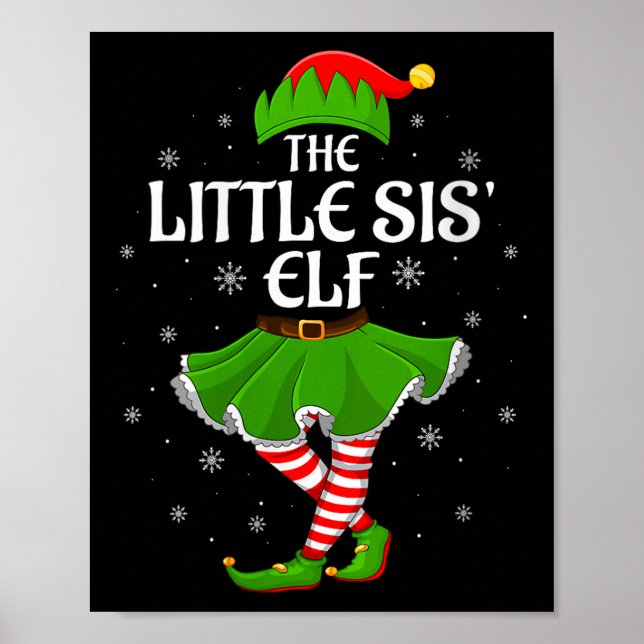 Womens Little Sis Elf Christmas Family Girls Women Poster (Vorne)