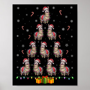Womens Llama Weihnachtsmannmütze Xmas Lights Men W Poster