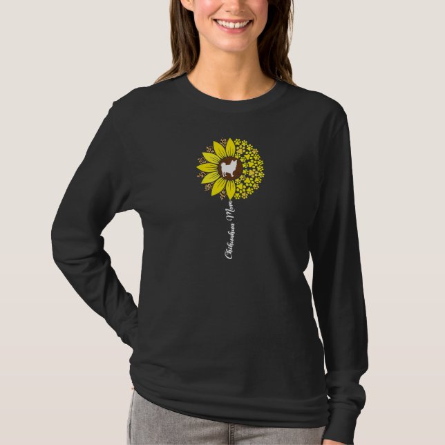 Womens Long Haired Hair Chihuahua Mom Sunflower Ch T-Shirt (Vorderseite)
