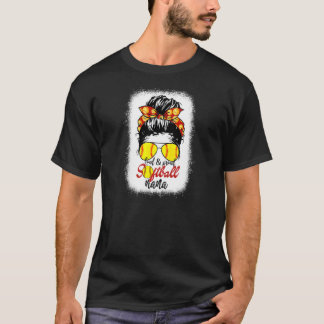 Womens Loud & Proud Softball Nana Messy Bun Leopar T-Shirt
