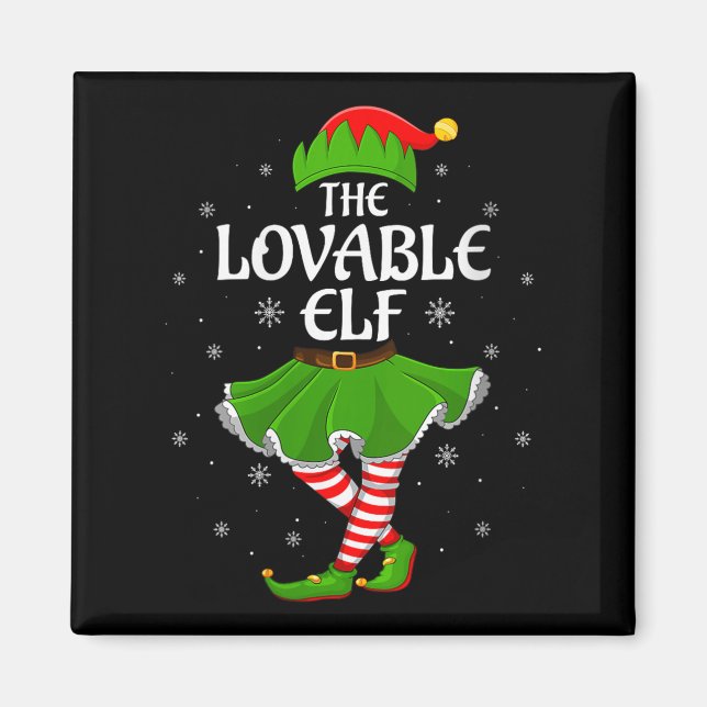 Womens Lovable Elf Christmas Family Girls Women El Magnet (Vorne)