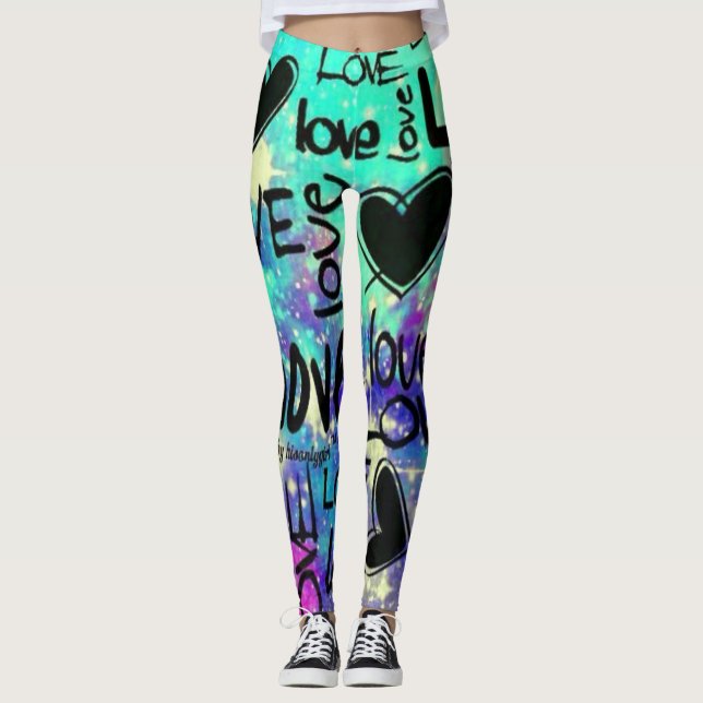 Women's Love Heart Printed Leggings (Vorderseite)