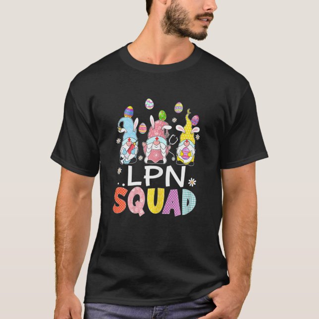 Womens Lpn Squad Bunny Gnome Rabbit Eggs Hunting N T-Shirt (Vorderseite)