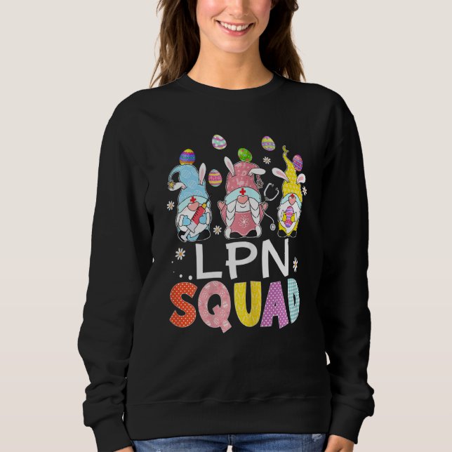Womens Lpn Squad Bunny Gnome Rabbit Eggs Jagd N Sweatshirt (Vorderseite)