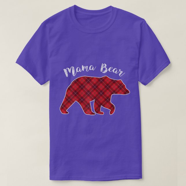 Womens Mama Bear Christmas Pajama Kariert Buffalo  T-Shirt (Design vorne)