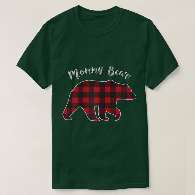 Womens Mama Bear Christmas Pajama Kariert Buffalo  T-Shirt (Design vorne)