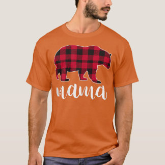 Womens Mama Bear Pajama Red Buffalo Plaid T-Shirt