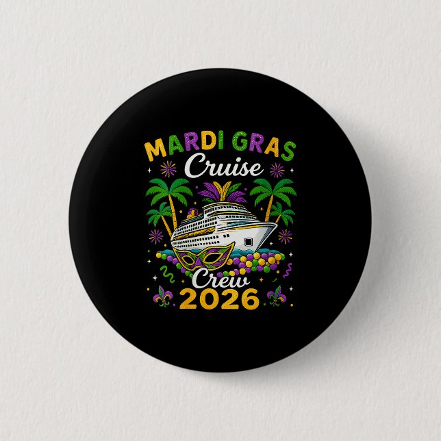 Womens Mardi Gras Cruise Crew 2026 Trip New Orlean Button (Vorderseite)