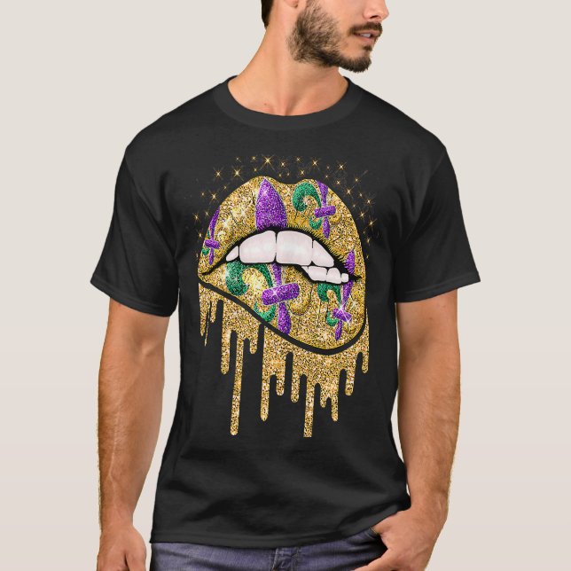 Womens Mardi Gras Lips Königliche Karneval Kostüme T-Shirt (Vorderseite)