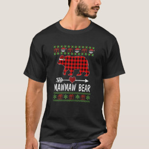 Womens Mawmaw Bear Santa Red Karierte Familie Paja T-Shirt
