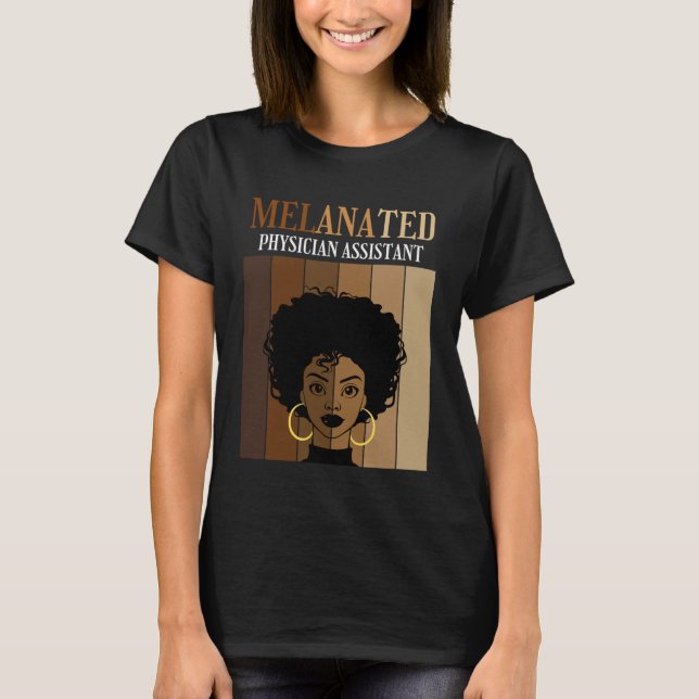Womens Melanated Physician Assistant Black Afro Pr T-Shirt (Vorderseite)