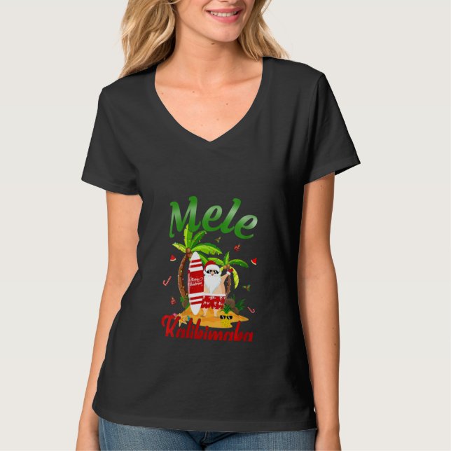 Womens Mele Kalikimaka Hawaiian Christmas Hawaii S T-Shirt (Vorderseite)