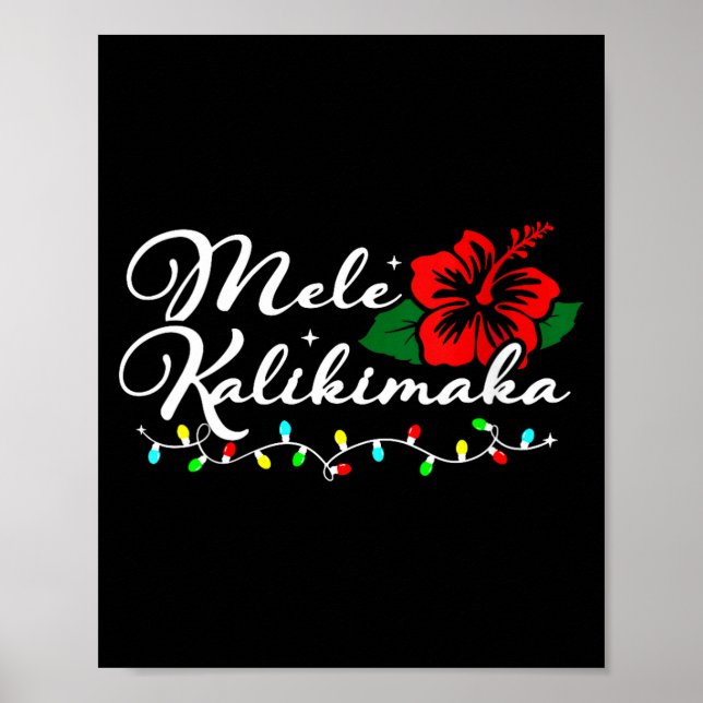 Womens Mele Kalikimaka Hibiscus Flower Hawaii Chri Poster (Vorne)