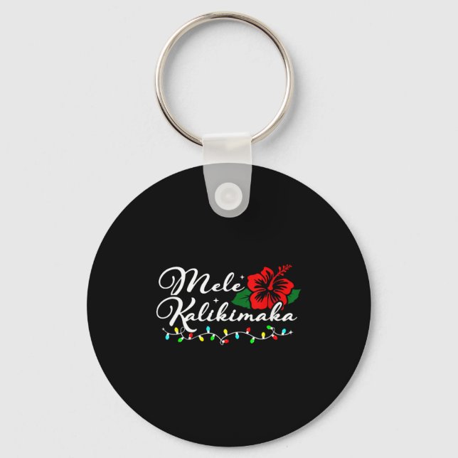 Womens Mele Kalikimaka Hibiscus Flower Hawaii Chri Schlüsselanhänger (Vorderseite)