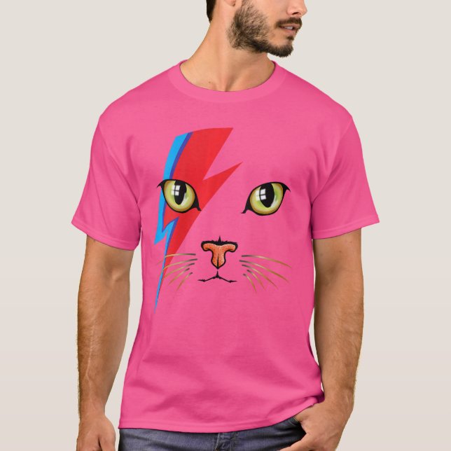 Womens Meowie Bowie Cat Retro Kitty Cat Funny Glam T-Shirt (Vorderseite)