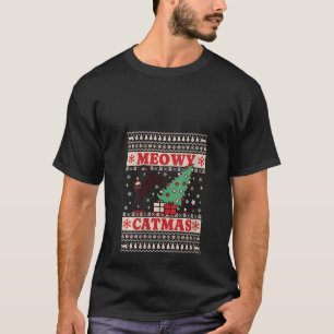 Womens Meowy Catmas Funny Cat Christmas Cat Lover T-Shirt