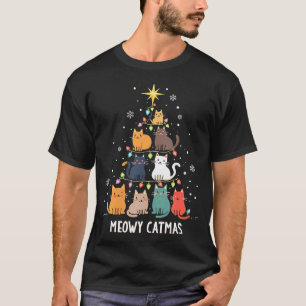 Womens Meowy Catmas Weihnachtsbaum Weihnachtsjunge T-Shirt