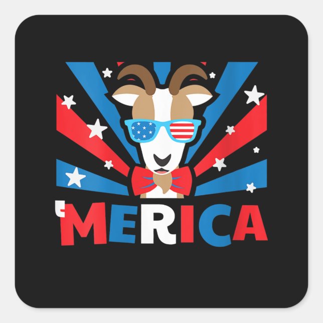 Womens Merica Goat Quadratischer Aufkleber (Vorderseite)