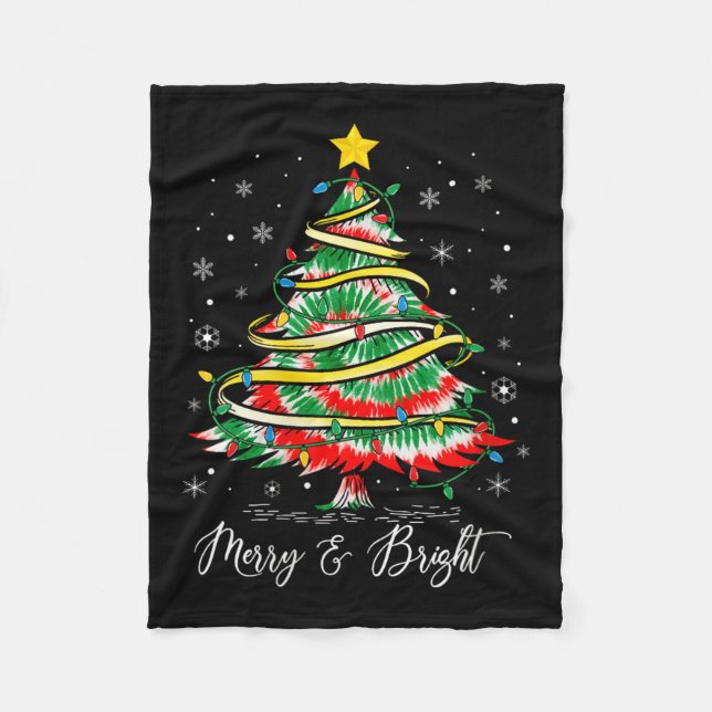 Womens Merry &amp; Bright Merry Christmas Tree Tie Fleecedecke (Vorderseite)