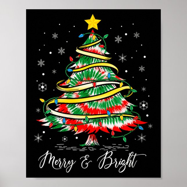 Womens Merry &amp; Bright Merry Christmas Tree Tie Poster (Vorne)
