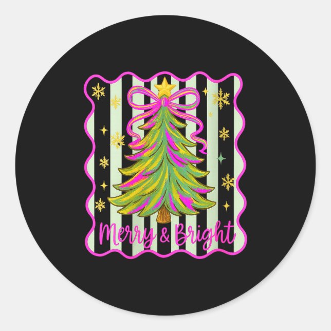 Womens Merry And Bright Christmas Crew 2025 Funny  Runder Aufkleber (Vorderseite)