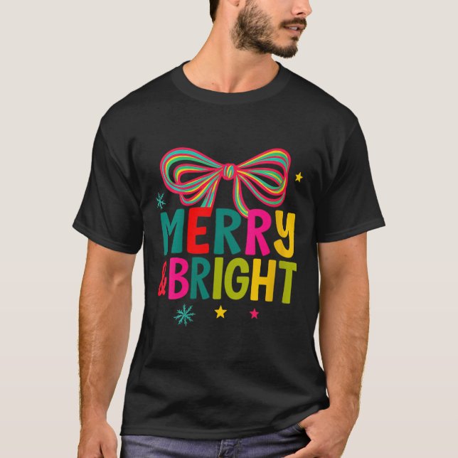 Womens Merry And Bright Christmas Crew 2025 Funny  T-Shirt (Vorderseite)