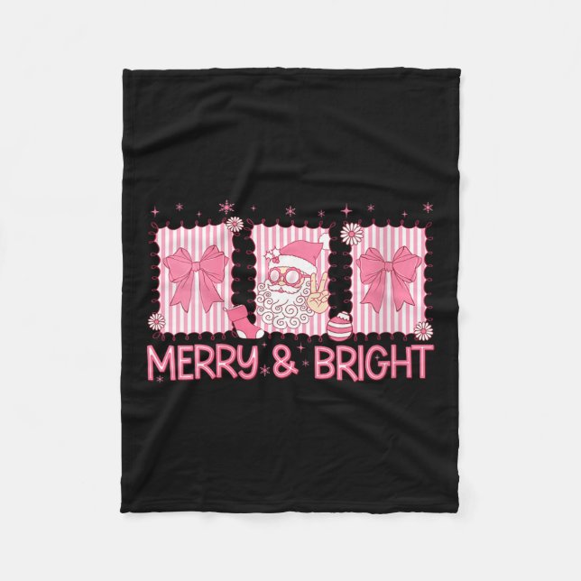 Womens Merry And Bright Nk Coquette Santa Claus Bo Fleecedecke (Vorderseite)