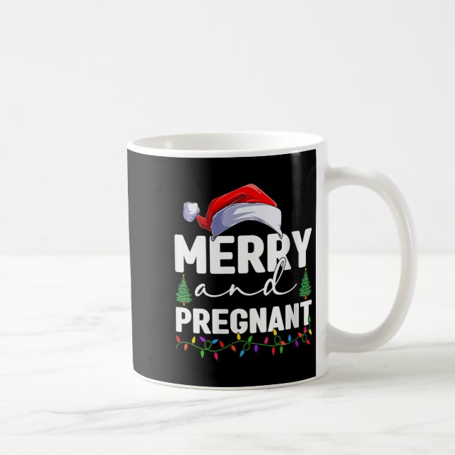 Womens Merry And Pregnant Christmas Pregnancy Anno Kaffeetasse (Rechts)