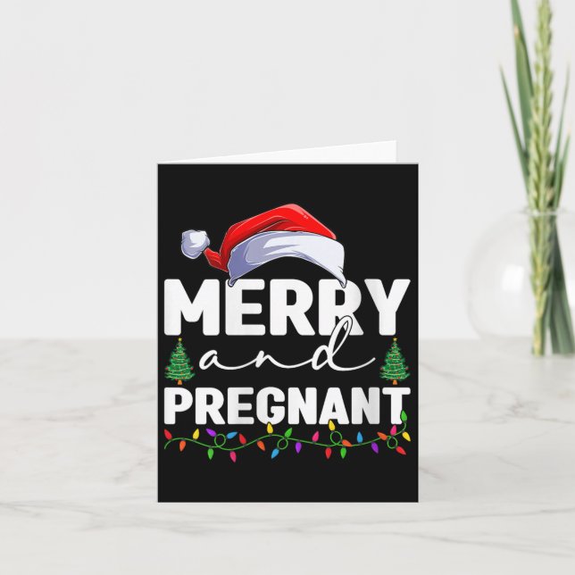 Womens Merry And Pregnant Christmas Pregnancy Anno Karte (Vorderseite)
