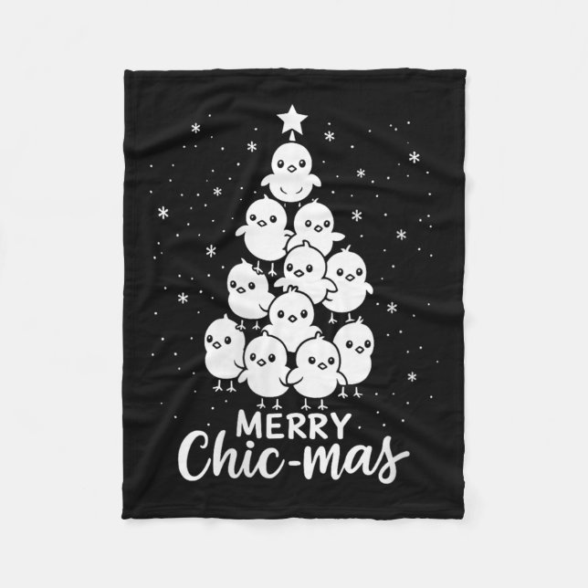 Womens Merry Chic-mas Cute Chicks Christmas Tree F Fleecedecke (Vorderseite)