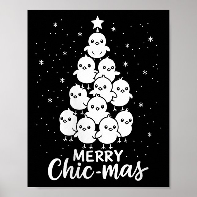 Womens Merry Chic-mas Cute Chicks Christmas Tree F Poster (Vorne)